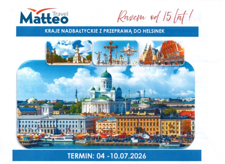 Wycieczka do Krajów Nadbałtyckich z przeprawą do Helsinek. Termin: 04.07.2026 – 10.07.2026